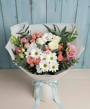 Букет цветов из:  Розы, Лизиантусы и Хризантемы в Искре