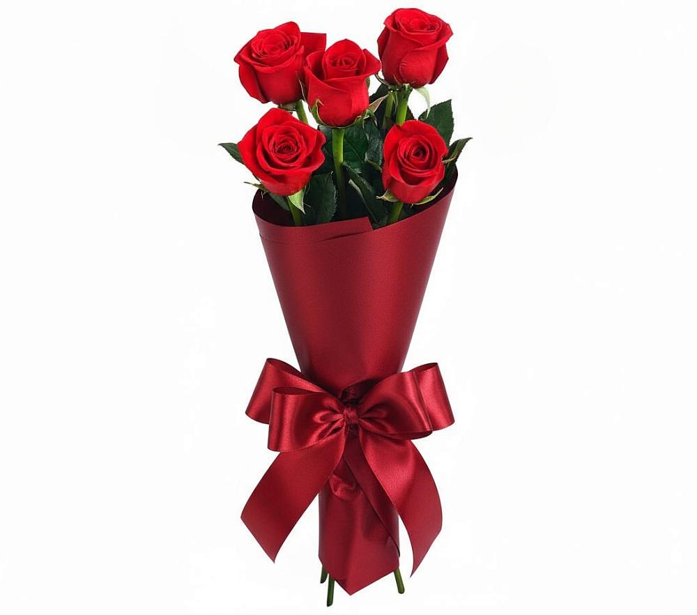 Букет 5 Красных роз Эдлесс Лав в Искре