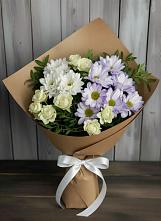 Букет цветов из:  Хризантемы и Розы #REPLACE_PRED# Искре