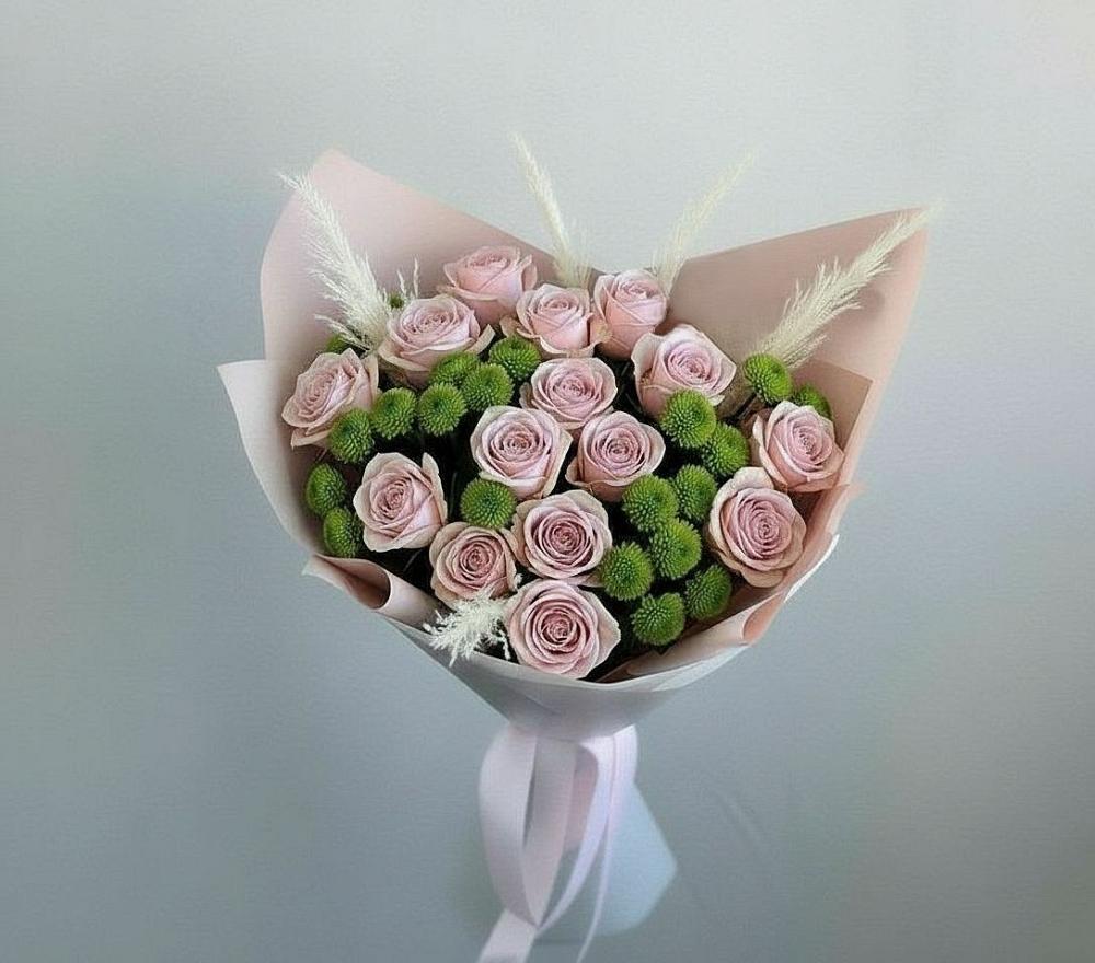 Букет цветов из: Розы и Хризантемы в Искре