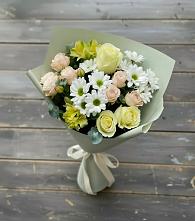 Букет цветов из:  Альстромерии, Розы и Хризантемы в Искре