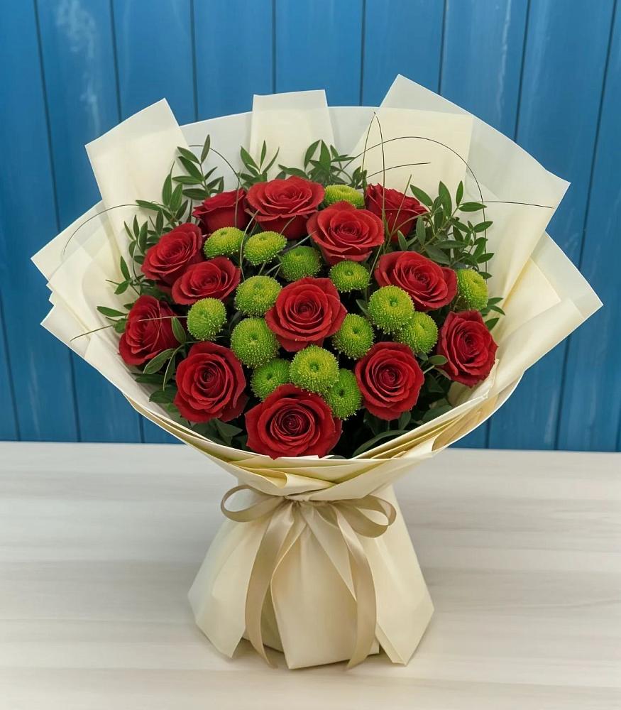 Букет цветов из: Розы и Хризантемы в Искре